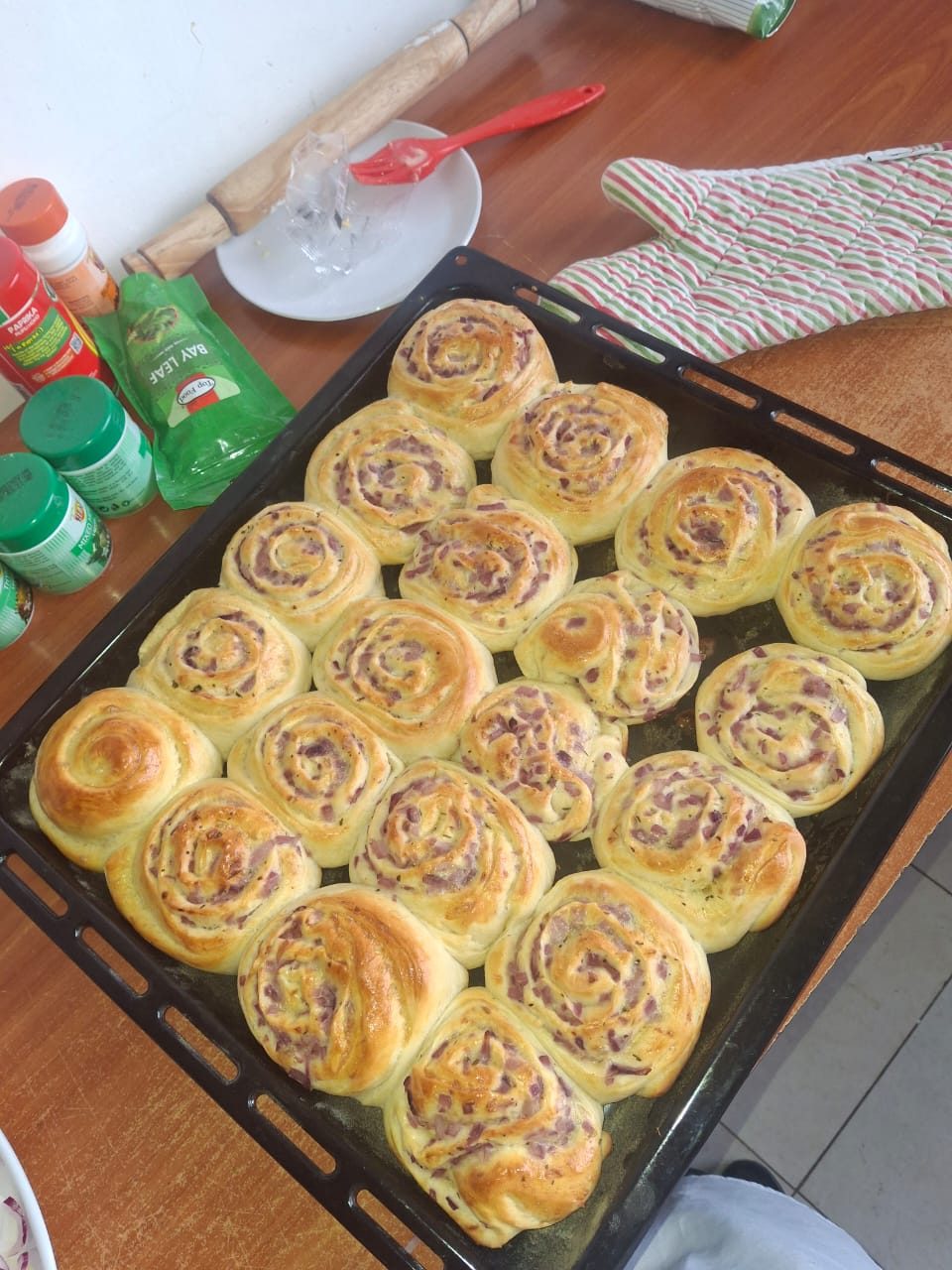 Savoury pastry rolls from the hospitality kitchen